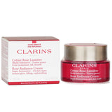 Clarins Super Restorative Rose Radiance Cream in a 50ml jar, designed to enhance luminosity and restore mature skin's elasticity.