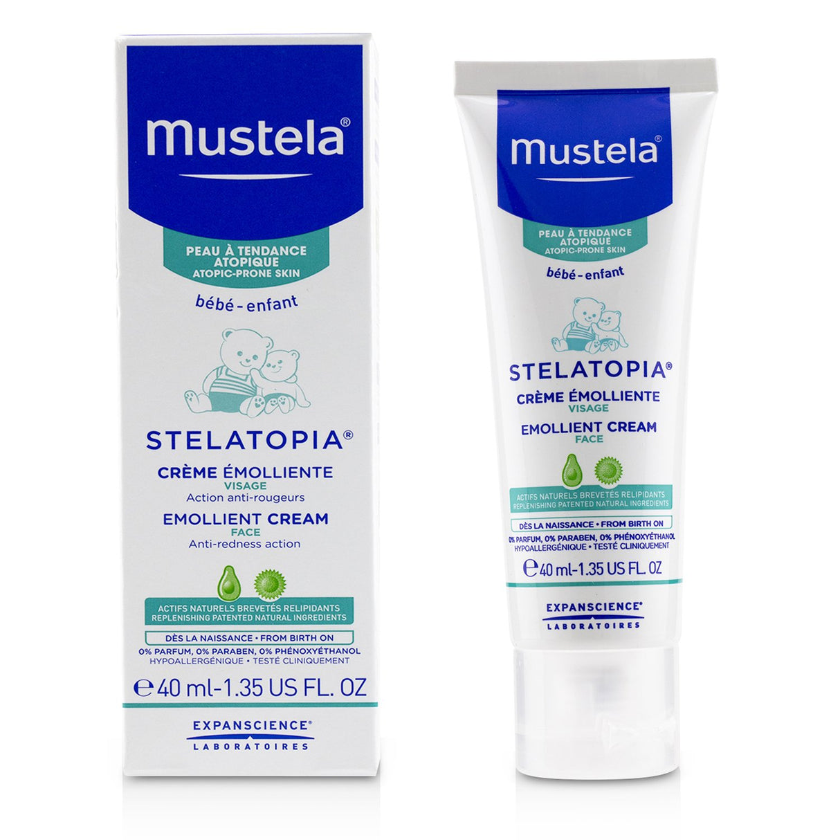 Mustela - Stelatopia Emollient Cream For Face (Anti Redness Action)  - 40ml/1.35