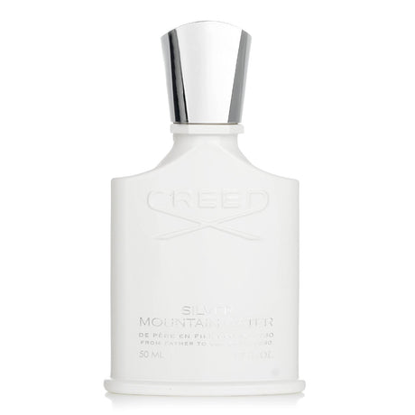 Creed Silver Mountain Water 50ml spray highlighting fresh bergamot, green tea, and musk for a crisp, elegant scent.