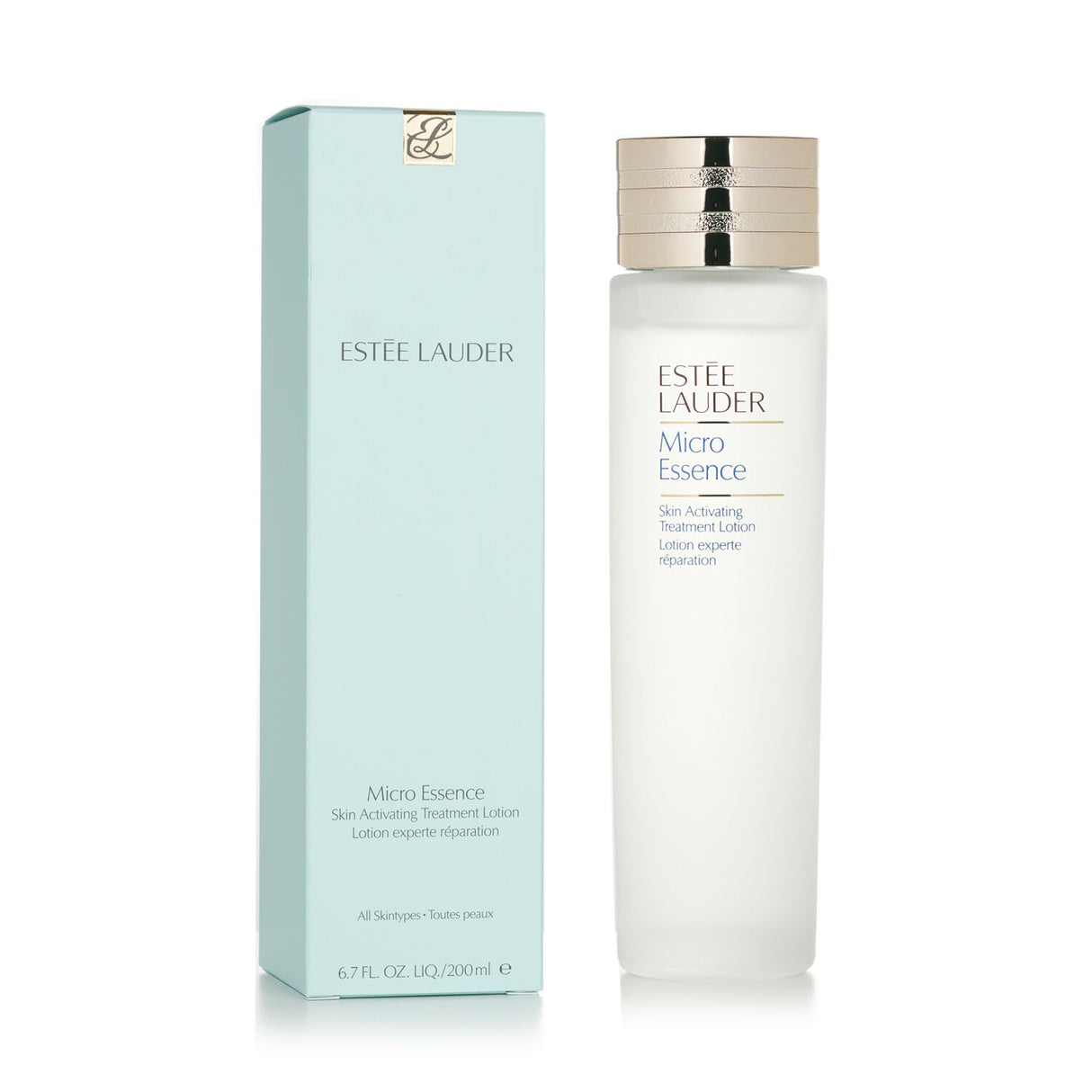 Estee Lauder Micro Essence Lotion in a 200ml bottle, deeply hydrates and promotes radiant, youthful skin for all types.