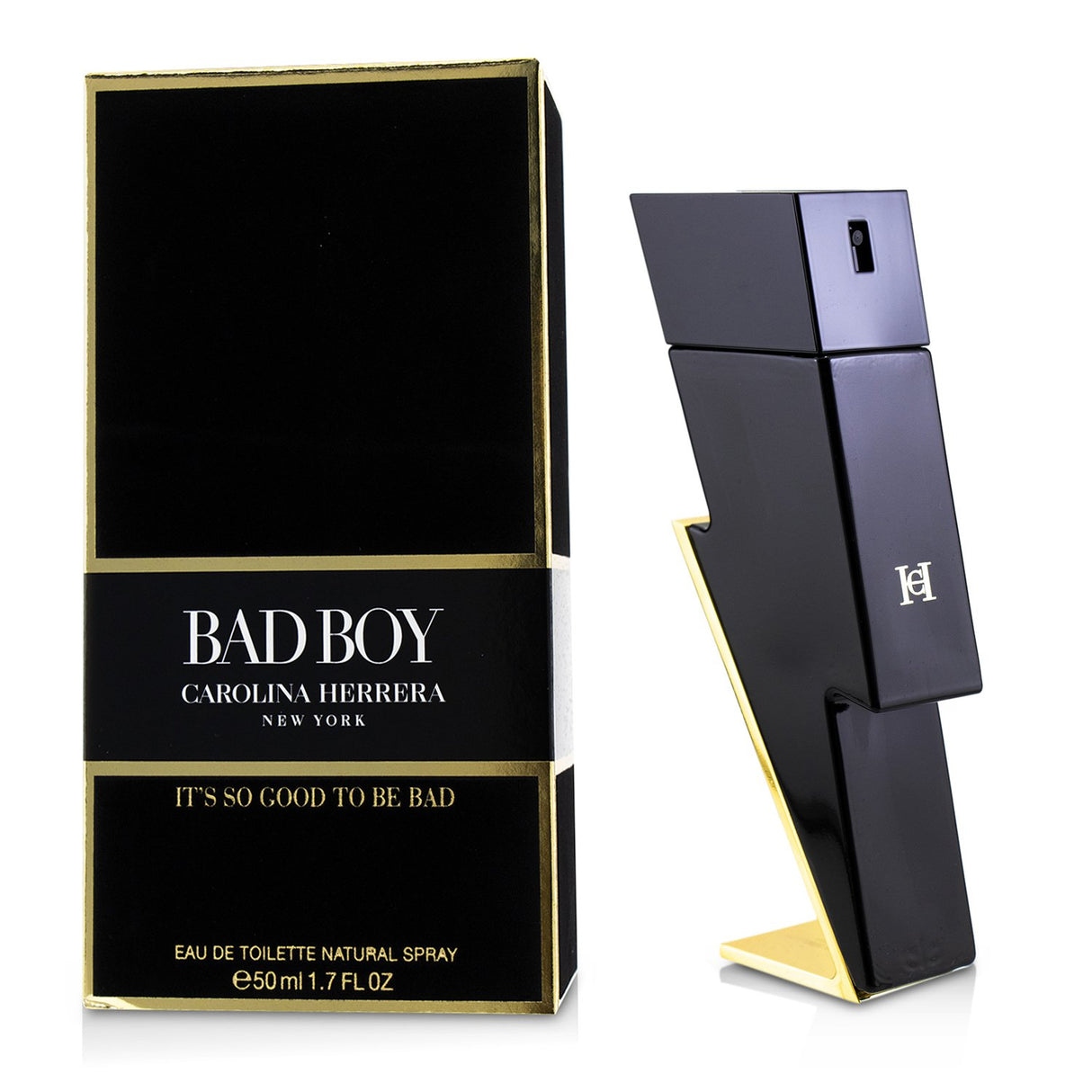 Carolina Herrera Bad Boy Eau De Toilette 50ml: An oriental spicy fragrance featuring bergamot, pepper, cedar, and tonka bean.