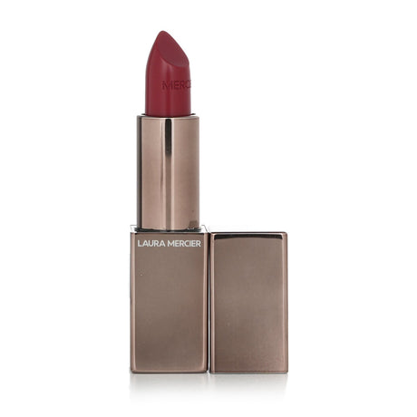 Luxurious Laura Mercier lipstick in #Rose Rouge, a silky brick red shade offering intense color and lasting hydration.