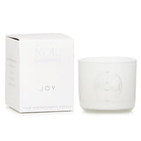 Joyful 85g natural wax aromatherapy candle in glass, infused with essential oils, promoting happiness and serenity.
