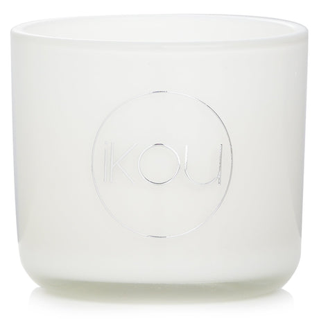 A natural wax aromatherapy candle in glass, infused with essential oils for joy, inspired by Australian White Flannel Flower.