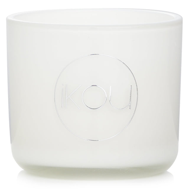 A natural wax aromatherapy candle in glass, infused with essential oils for joy, inspired by Australian White Flannel Flower.