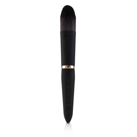 Youngblood YB4 Foundation Brush features a firm flat head for smooth application, made from soft vegan Taklon fibers.