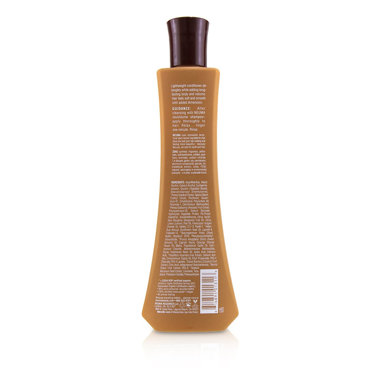 Lightweight volumizing conditioner enhancing texture, softness, and color vibrancy for all hair types with nourishing plant extracts.