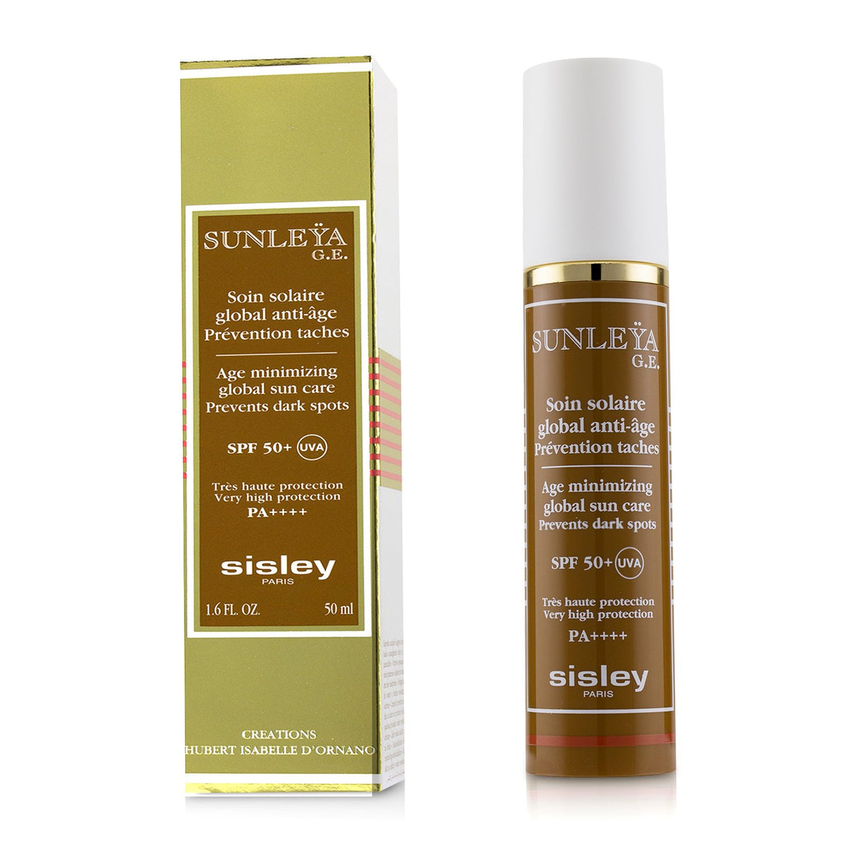 Sisley Sunleya G.E. offers SPF 50+ sun protection with a lightweight, silky texture, preventing photo-induced aging and moisturizing skin.