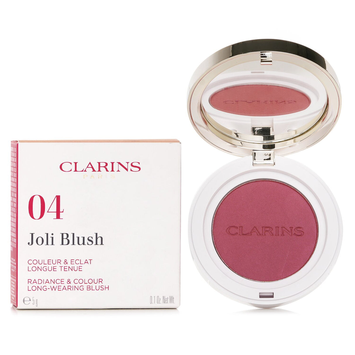 Clarins Joli Blush in #04 Cheeky Purple, a feather-light blush enriching cheeks with vibrant, long-lasting color and hydration.