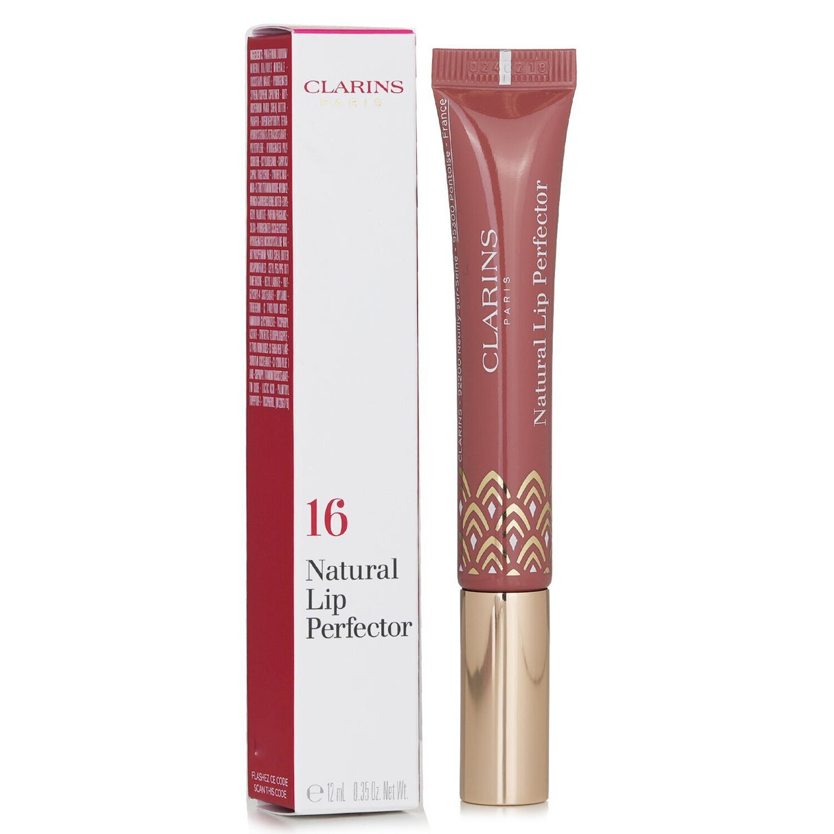 Clarins Natural Lip Perfector #16 Intense Rosebud, a nourishing lip gloss for hydration and vibrant shine.