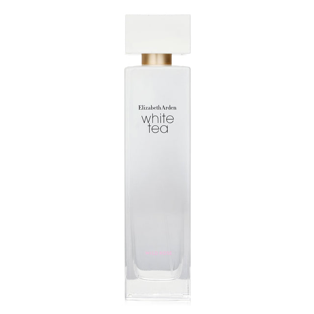 Elegant bottle of Elizabeth Arden White Tea Wild Rose Eau De Toilette, featuring floral notes for a sophisticated scent.