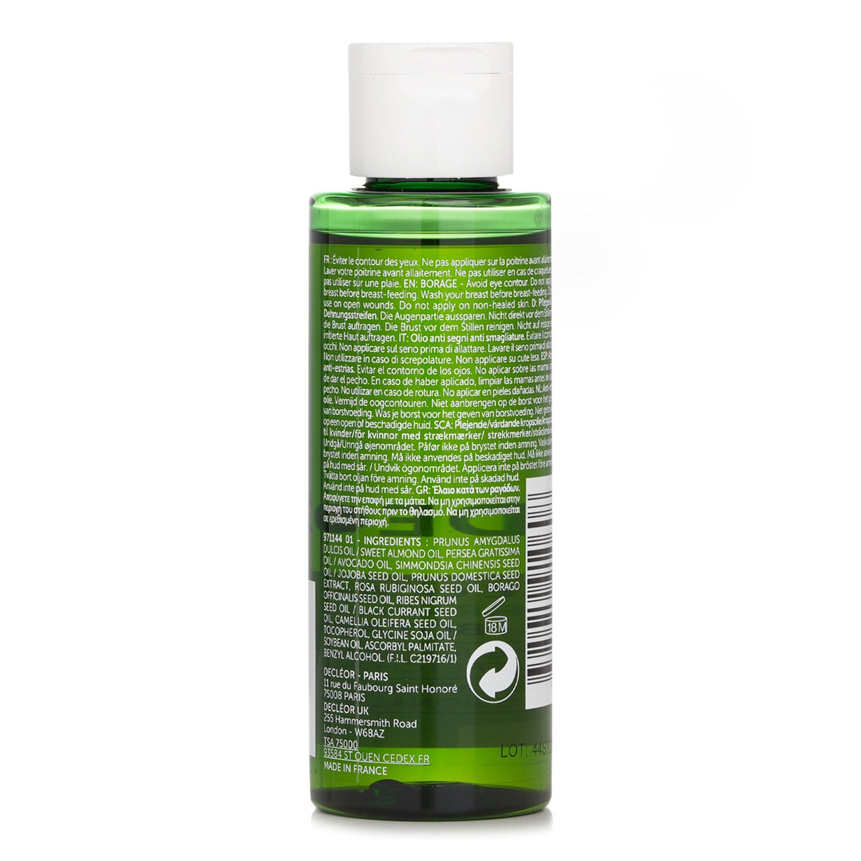 Decleor Bourrache Cica-Botanic Oil 100ml, a luxurious treatment targeting stretch marks with a blend of nine botanical oils.