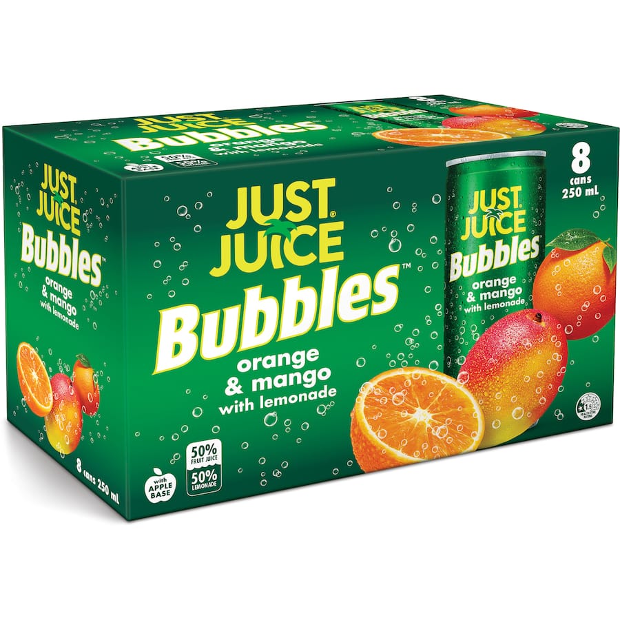 Just Juice Juice Bubbles Orange  Mango 250mL