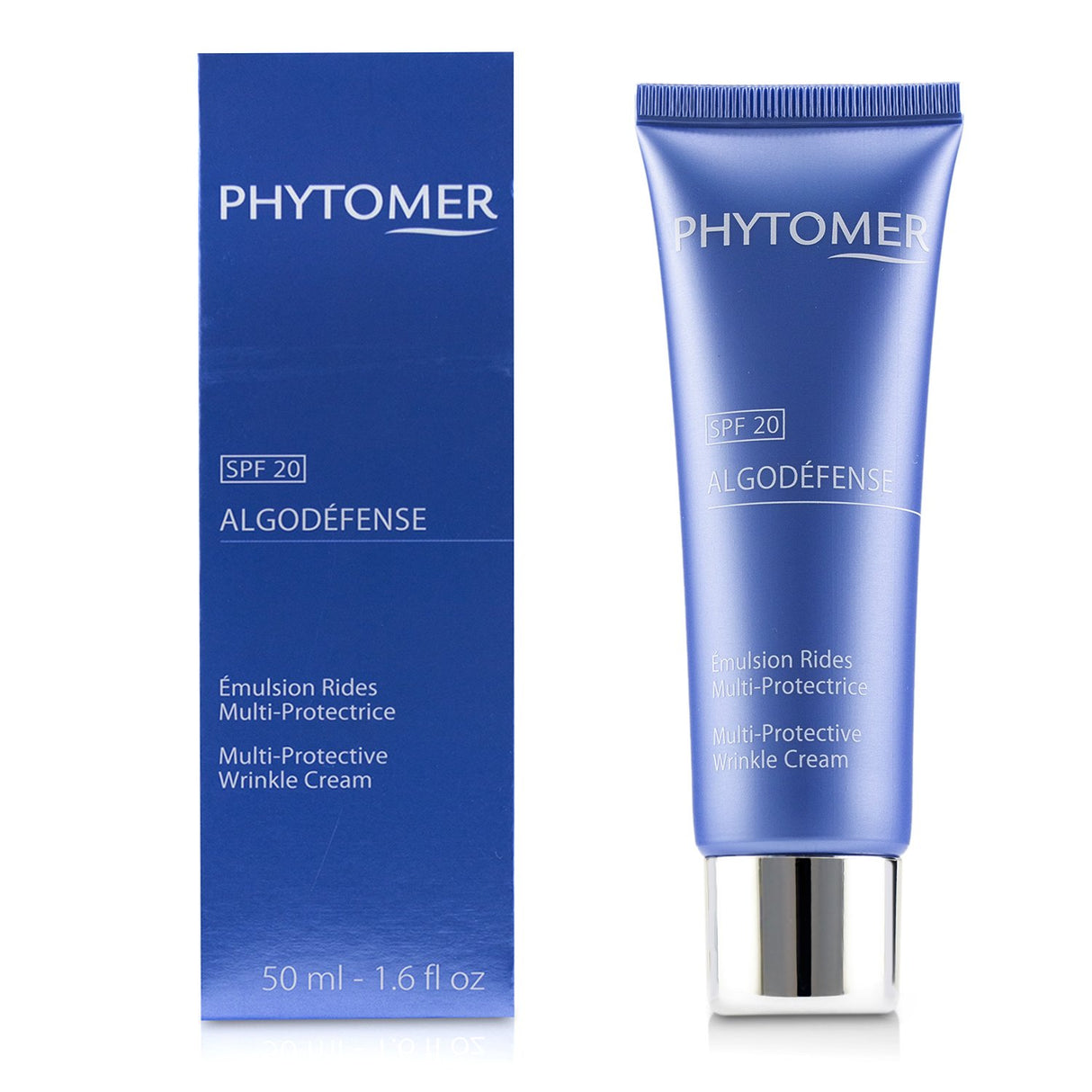Phytomer Algodefense Multi-Protective Wrinkle Cream SPF 20 in 50ml, fights aging, smooths skin, and protects from UV rays.