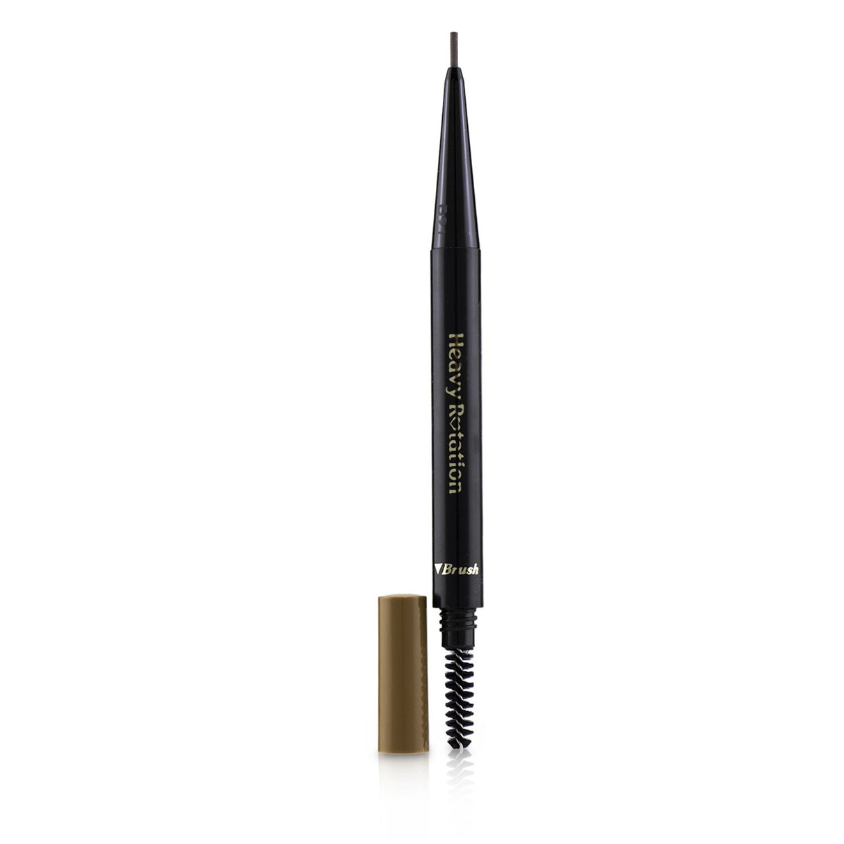 KISS ME Heavy Rotation Eyebrow Pencil in Natural Brown, featuring dual tips for precise application and a nourishing, long-lasting formula.