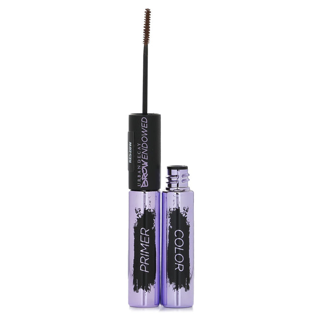 Double-ended brow volumizer with primer and tinted cream in #Brunette Betty for perfect, long-lasting defined brows.