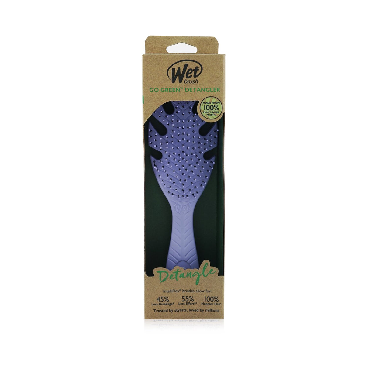 Eco-friendly Wet Brush Go Green Detangler in Lavender with ultra-soft bristles for painless detangling and minimal breakage.