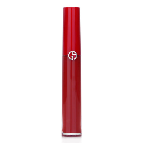 Giorgio Armani Lip Maestro #415 in Red Wood, a luxurious liquid lipstick with high color density and a velvety finish.