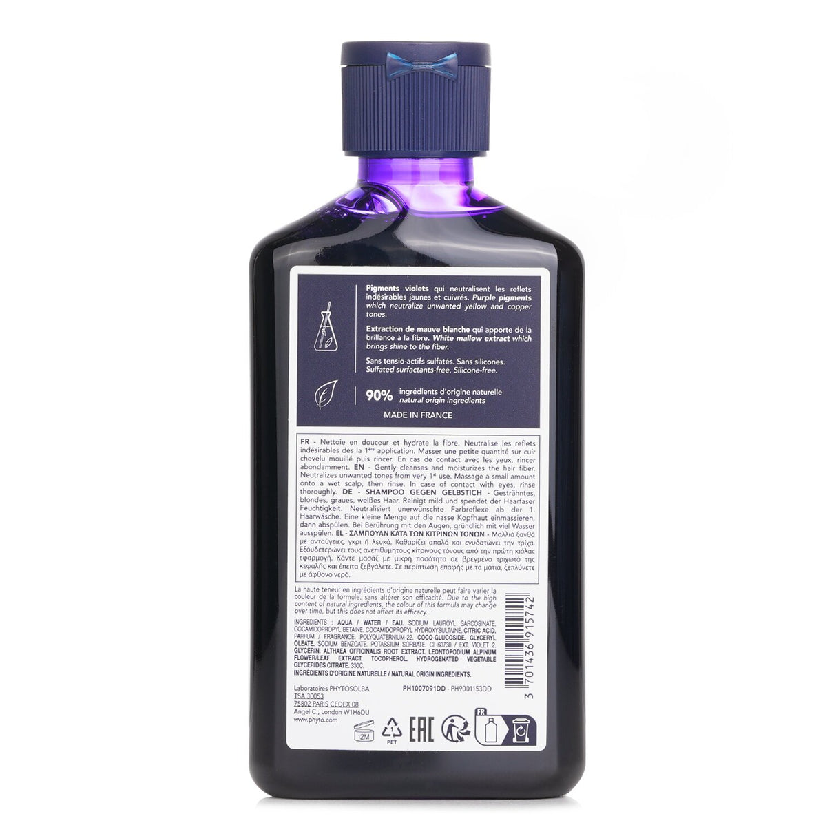 Phyto PhytoArgent No Yellow Shampoo (Gray, White, Bleached Hair) 250ml/8.45oz