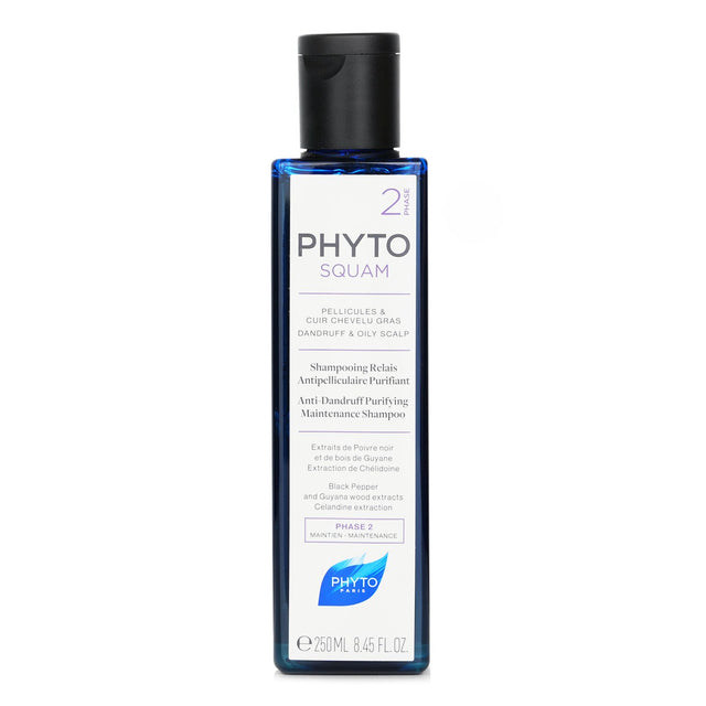 PhytoSquam Anti-Dandruff Shampoo in a 250ml bottle, designed to eliminate dandruff and maintain oily scalps.