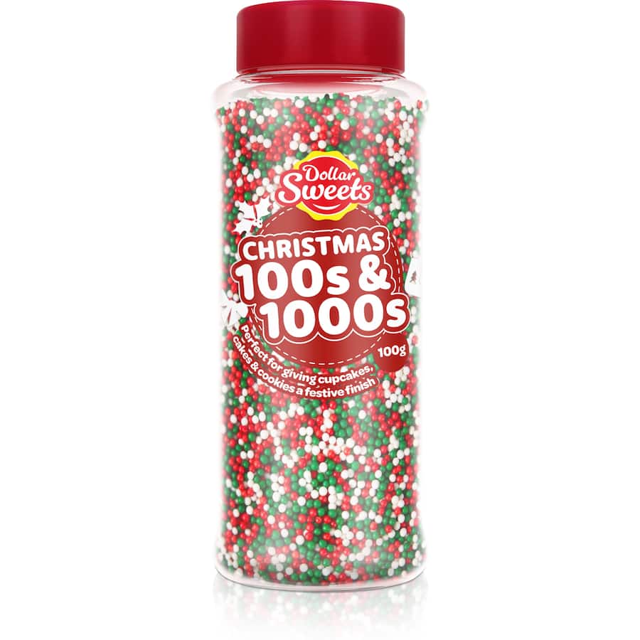 Dollar Sweets Cake Decorations Christmas 100s & 1000s - 100g