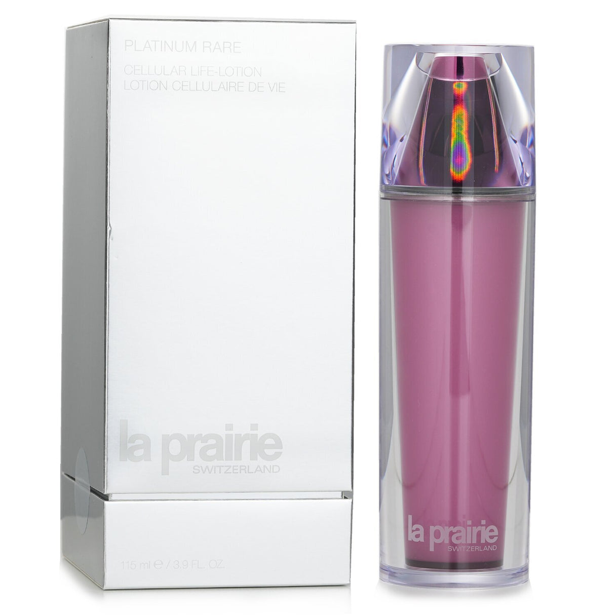 Luxurious La Prairie Platinum Rare Cellular Life-Lotion in 115ml, rejuvenates and detoxifies for radiant, youthful skin.