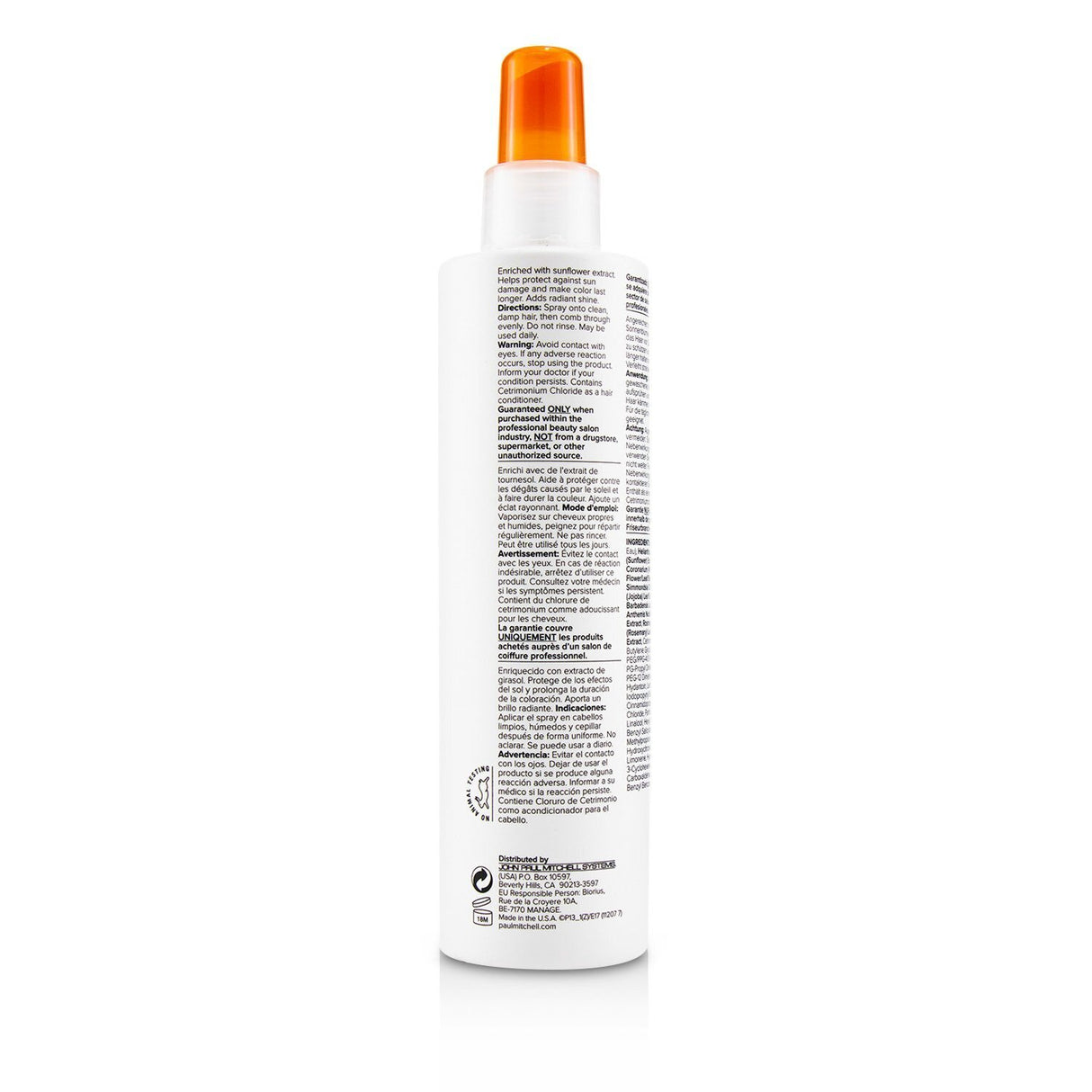 Paul Mitchell Color Protect Locking Spray, 250ml, enriches color-treated hair with UV protection, moisture, and shine.