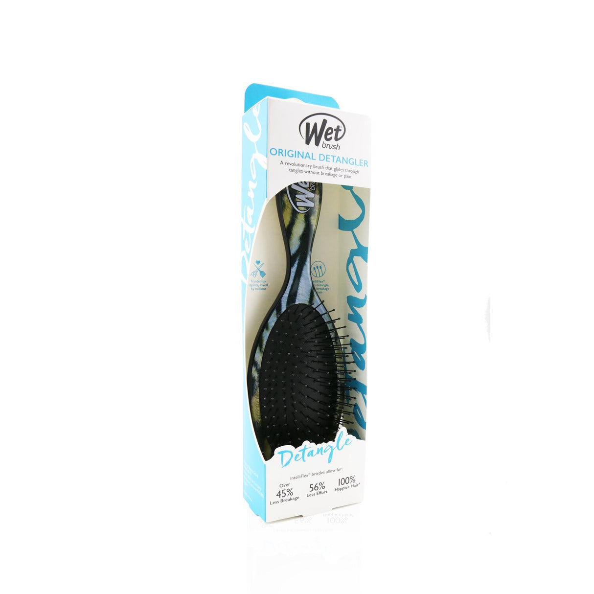 Wet Brush Safari in Tiger print with IntelliFlex bristles for gentle detangling and healthier hair.