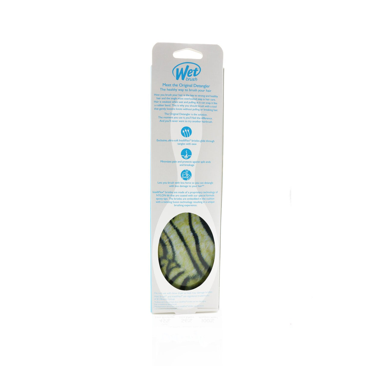 Wet Brush Original Detangler Safari in Tiger print, featuring IntelliFlex bristles for painless detangling and healthier hair.