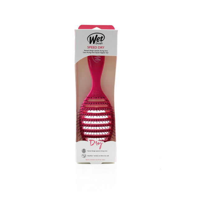 Vibrant pink Wet Brush Speed Dry Detangler with heat-resistant bristles for effortless detangling and faster drying.