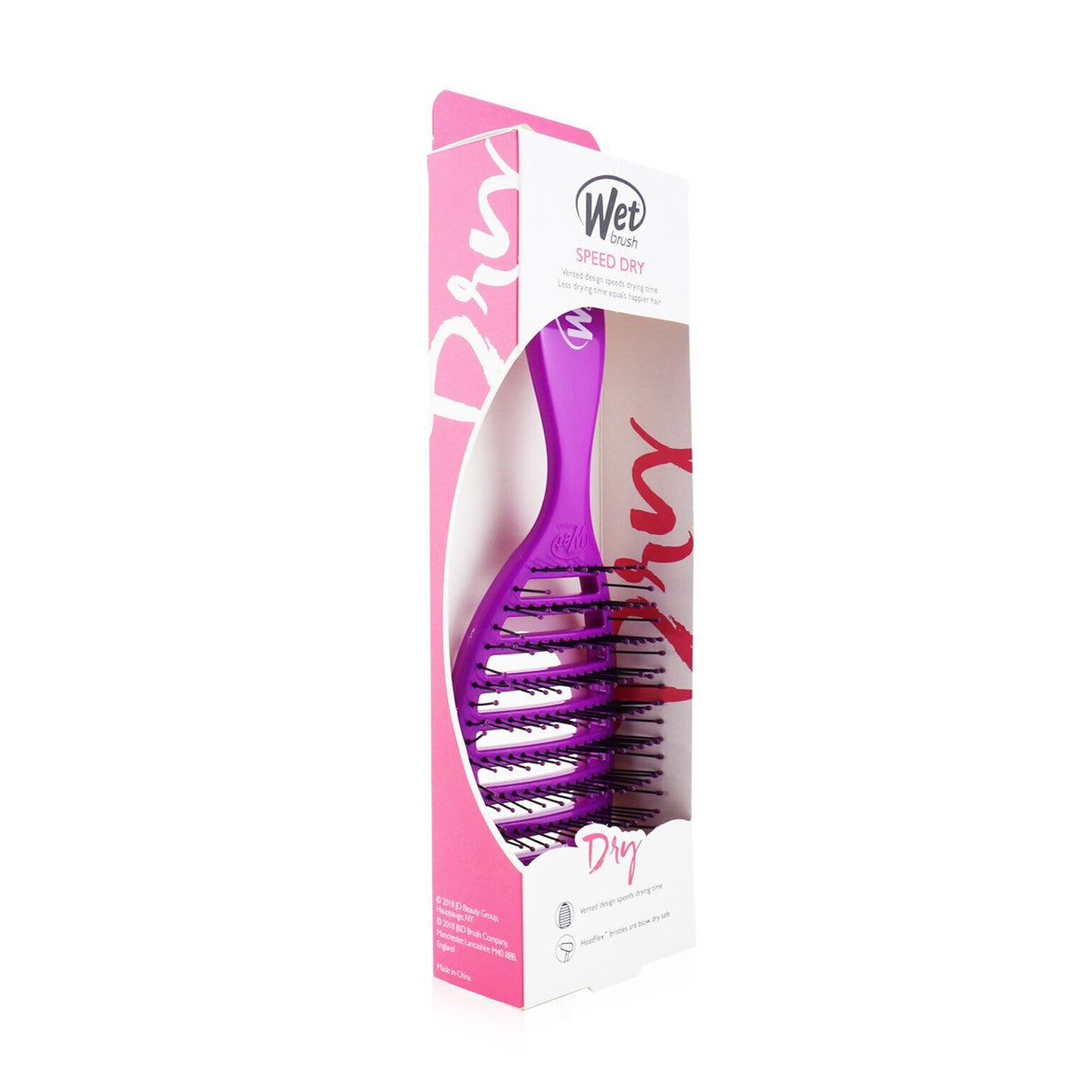 Wet Brush Speed Dry Detangler in purple, featuring IntelliFlex bristles and a vented design for fast, damage-free drying.