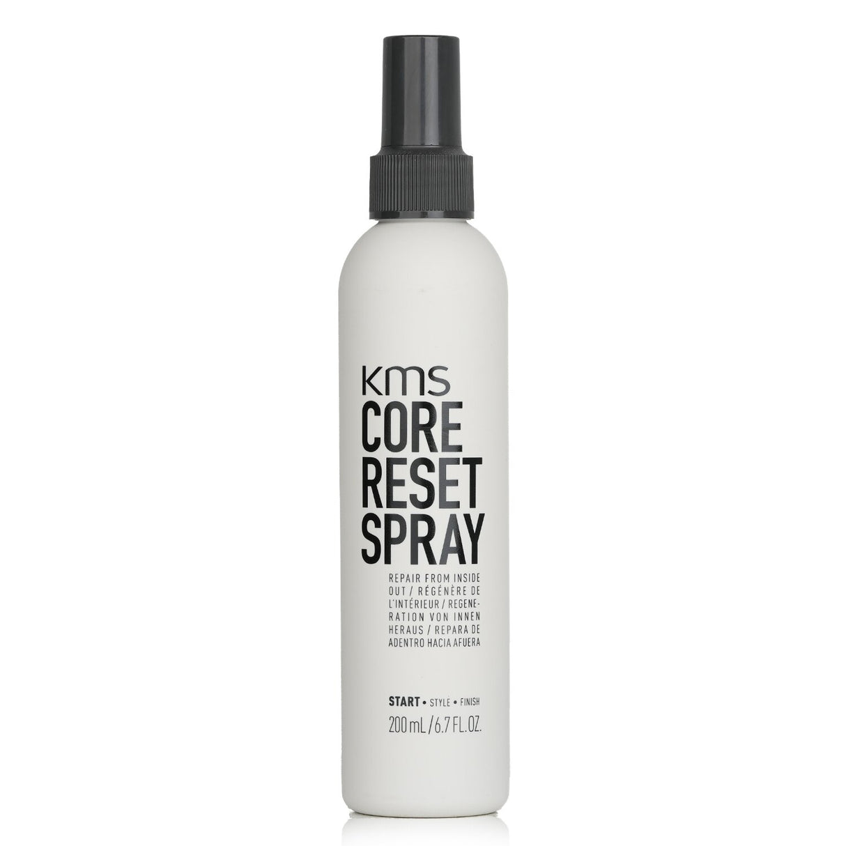 KMS California Core Reset Spray revitalizes and repairs hair from within, enhancing strength and manageability for all hair types.