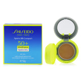 Shiseido Sports BB Compact SPF50 in Medium Dark, lightweight foundation with high UV protection for active outdoor use.