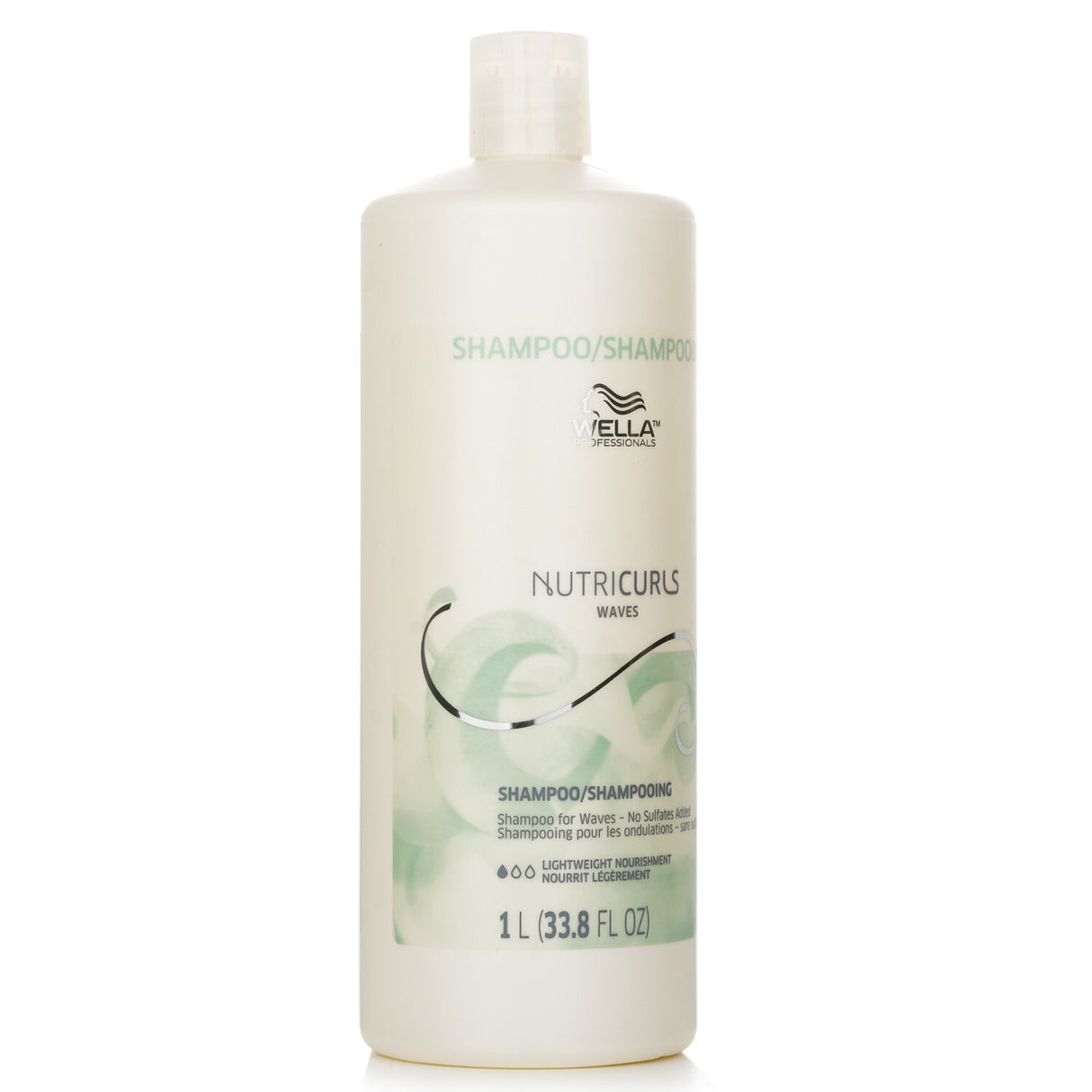 Wella Nutricurls Shampoo 1000ml; sulfate-free, nourishing formula for soft, frizz-free waves with jojoba oil and wheat bran.