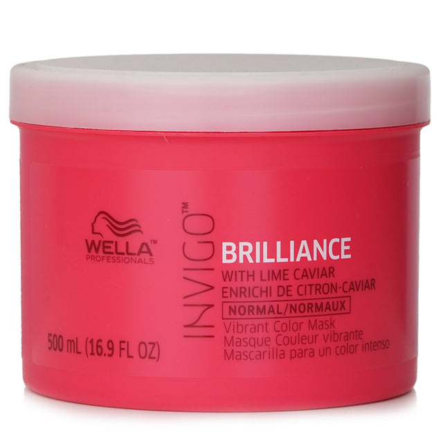 Wella Invigo Brilliance Color Mask for normal hair, 500ml, enhances vibrancy and protects color with copper and Vitamin E.