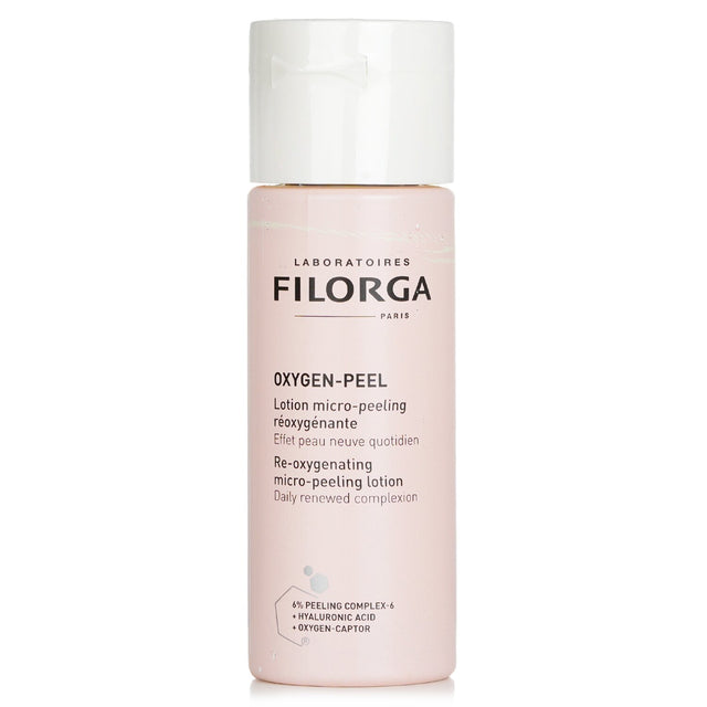 Filorga Oxygen-Peel Micro-Peeling Lotion 150ml for daily exfoliation, hydrating, and rejuvenating all skin types.