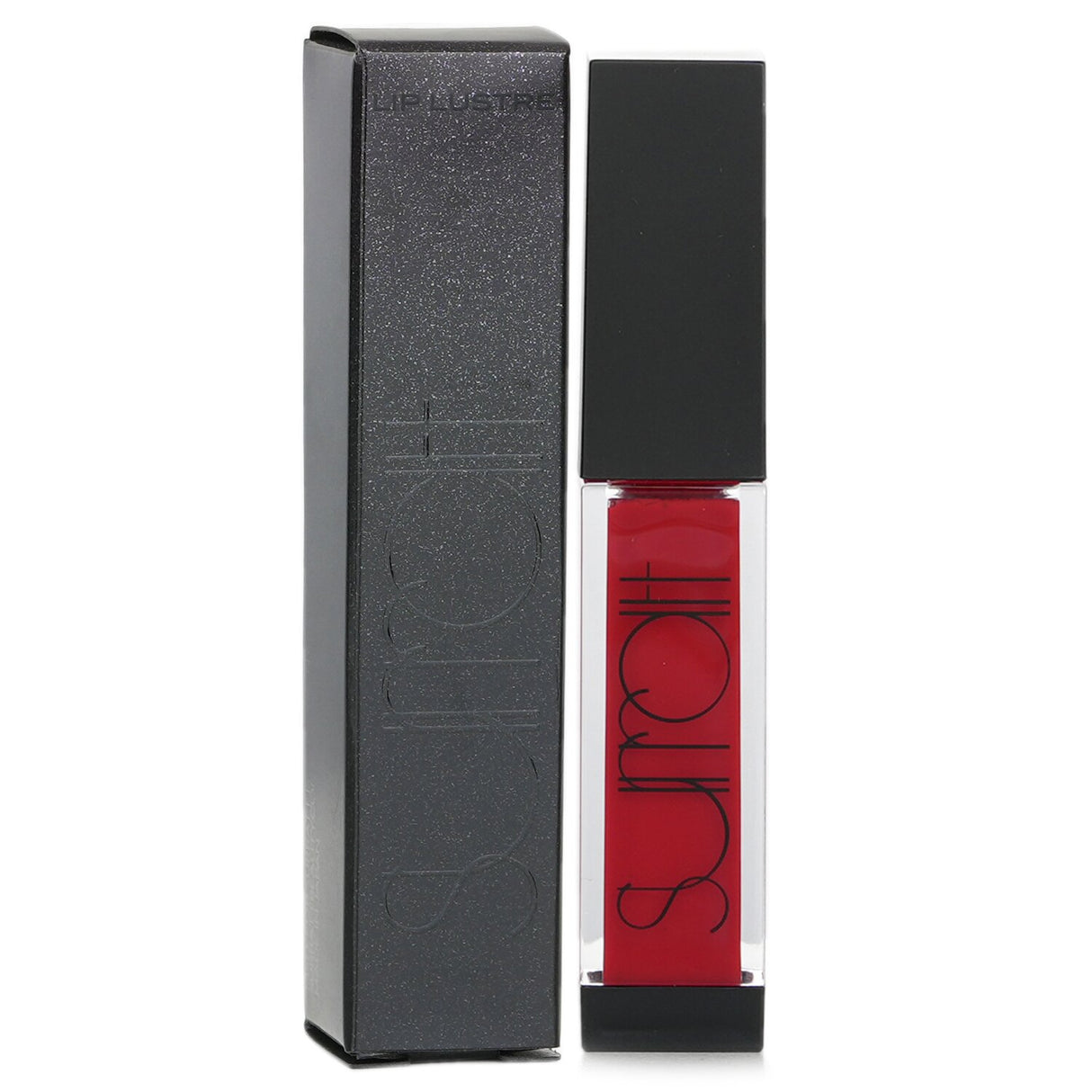 Luxurious orangey-red lip gloss with high shine, non-sticky formula, and precise application for a vibrant finish.