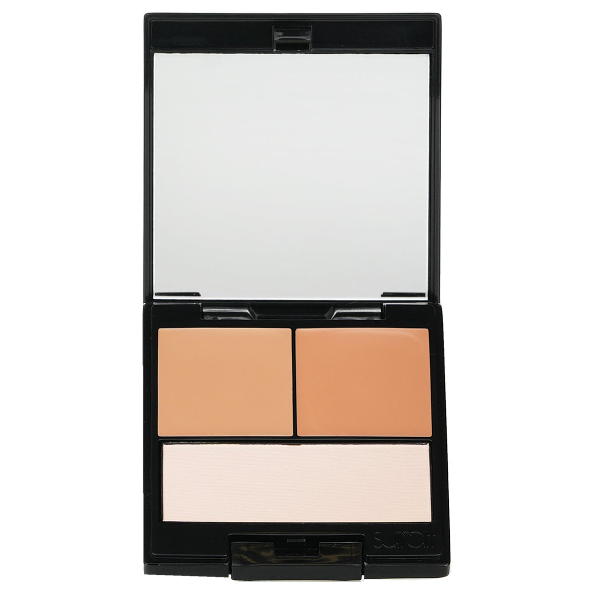 Surratt Beauty Perfectionniste Concealer Palette #4 featuring Light Tan, Warm Brown, and Orange Powder for flawless coverage.