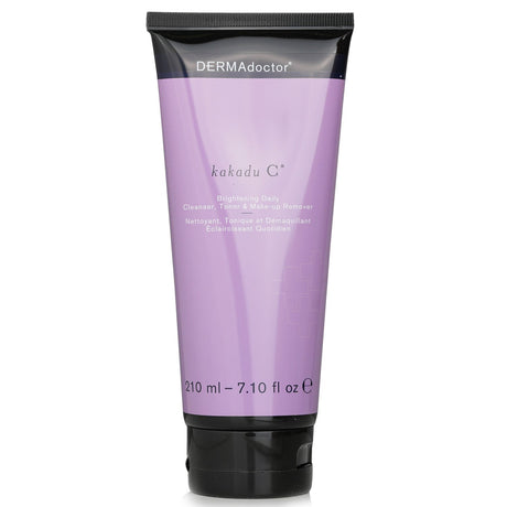 DERMAdoctor Kakadu C Brightening Cleanser in a 210ml tube, a 3-in-1 solution for radiant, clean, and refreshed skin.