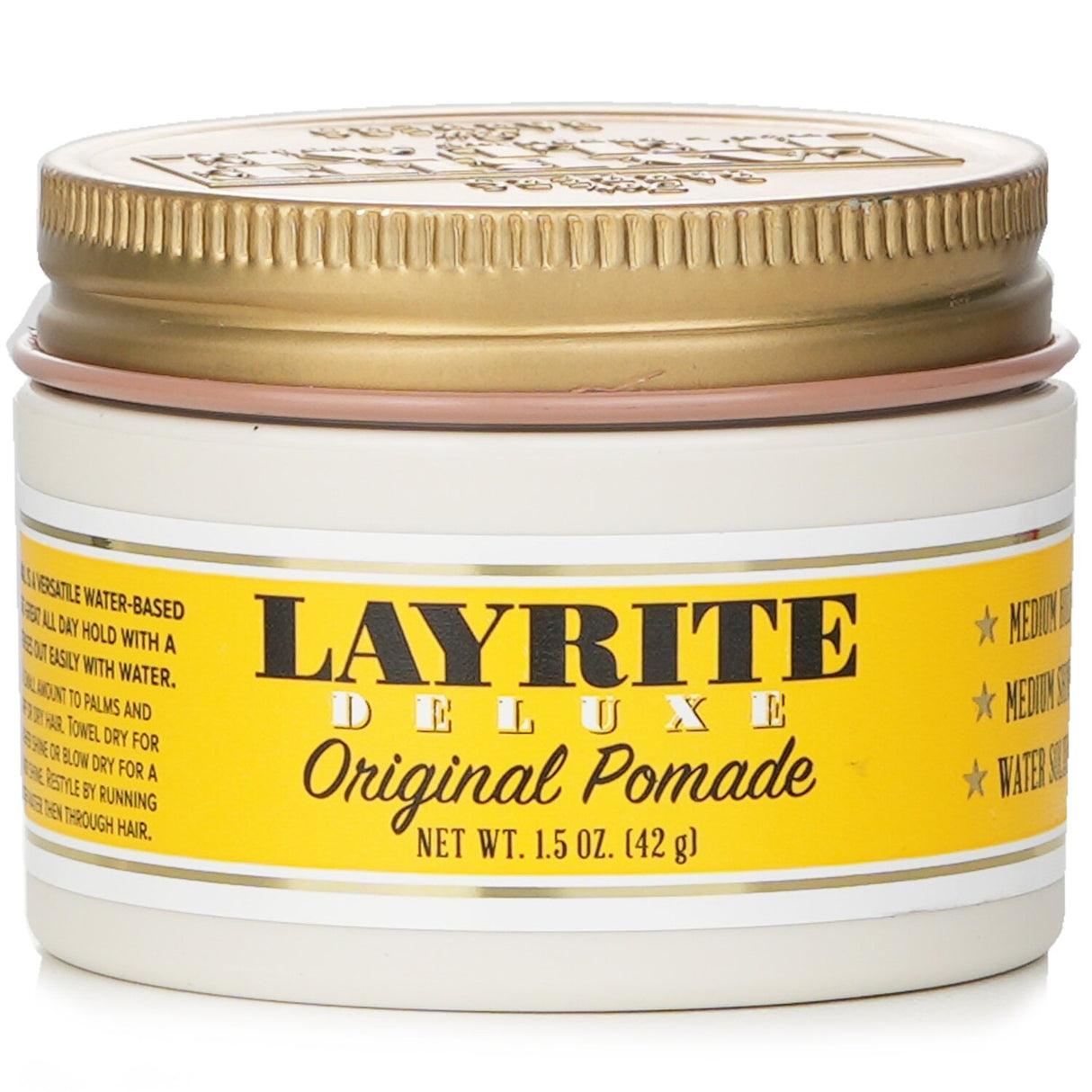 Layrite Original Pomade - versatile medium hold, medium shine hair product with fresh vanilla scent, perfect for stylish men's grooming.