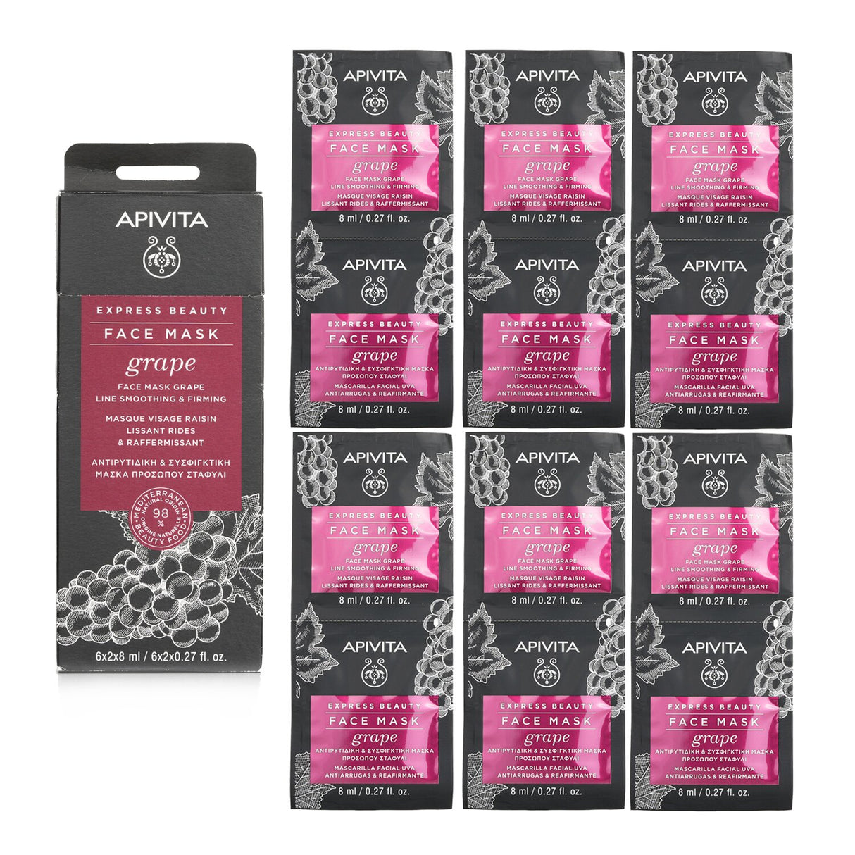 Apivita - Express Beauty Face Mask with Grape (Line Smoothing & Firming)  - 6x(2