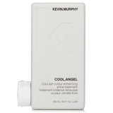 Bottle of Kevin.Murphy Cool.Angel treatment for color-enhancing shine, featuring Murumuru Butter and Green Tea for healthy, vibrant hair.