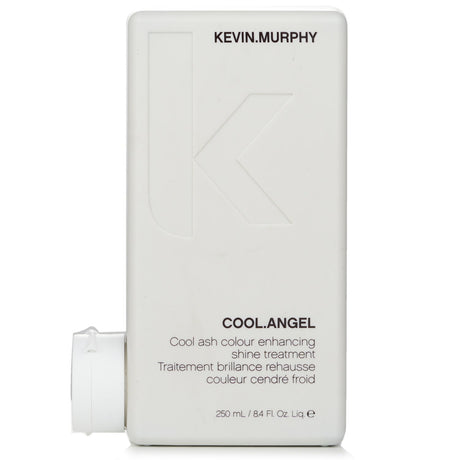 Bottle of Kevin.Murphy Cool.Angel treatment for color-enhancing shine, featuring Murumuru Butter and Green Tea for healthy, vibrant hair.