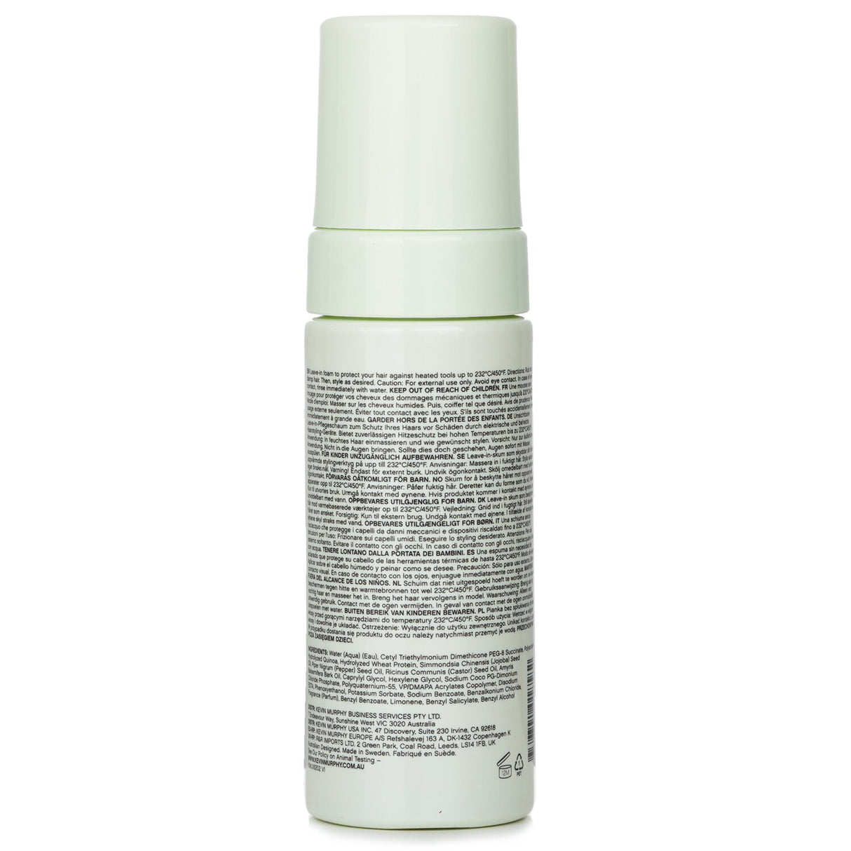 Leave-in heat protection spray for all hair types, enriched with quinoa and oils for moisture and damage defense.