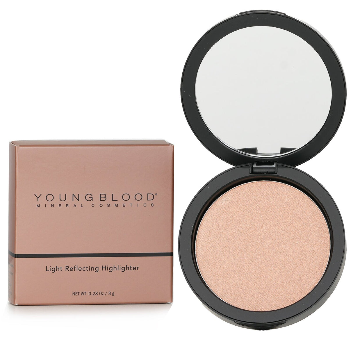 Youngblood Light Reflecting Highlighter #Aurora in 8g, featuring Diamond Powder for a radiant glow and nourishing ingredients for healthy skin.