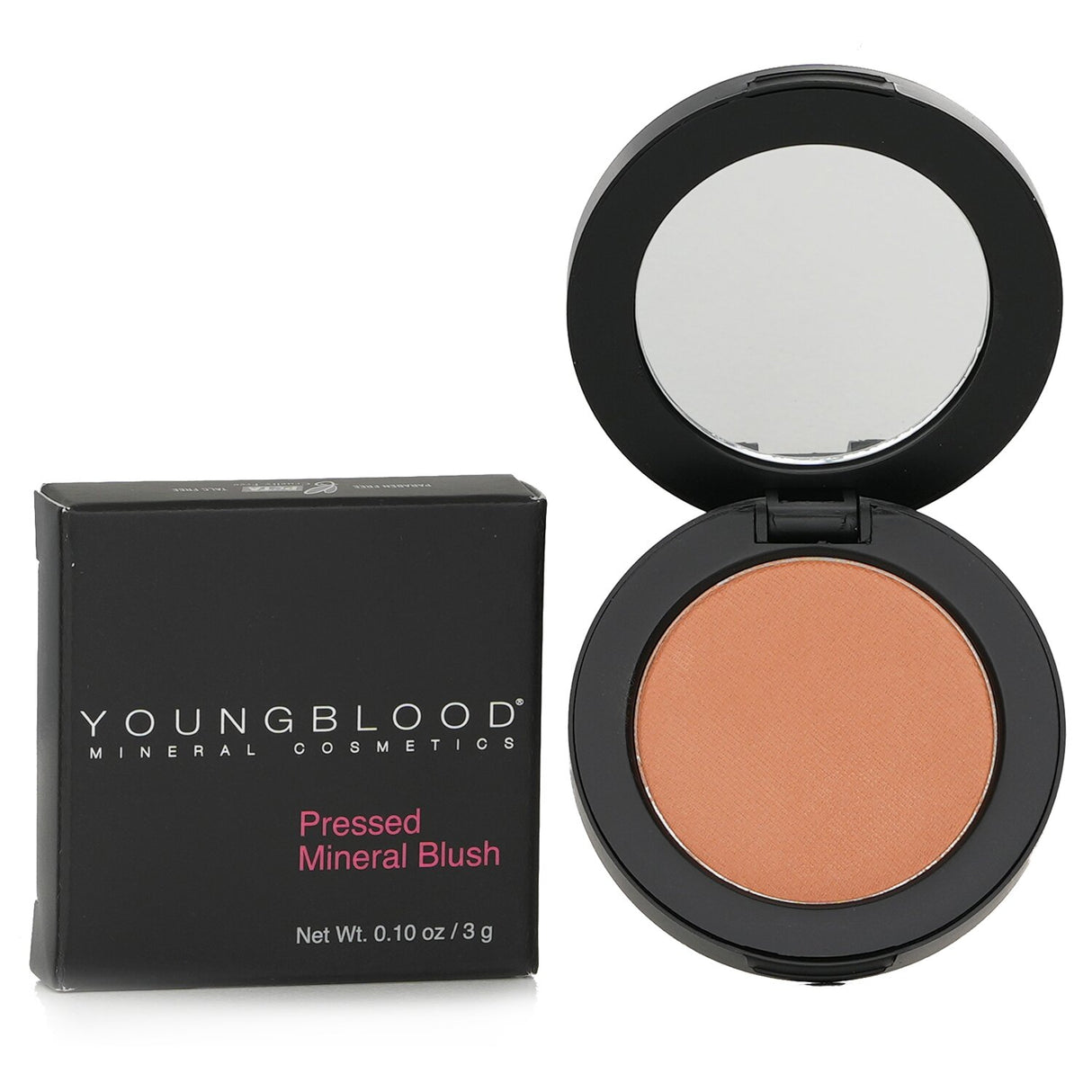 Youngblood Pressed Mineral Blush in Gilt, 3g, lightweight powder for a radiant, healthy glow on cheeks, eyes, or lips.