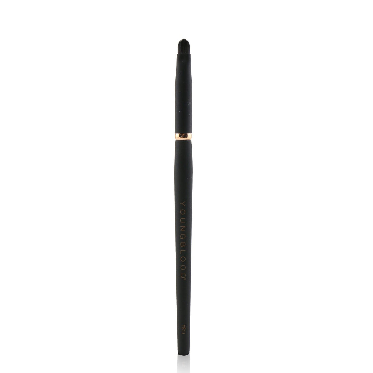 Youngblood YB13 Pencil Brush with Taklon fibers for precise application of gels, shadows, and lips; cruelty-free, extra-long handle.