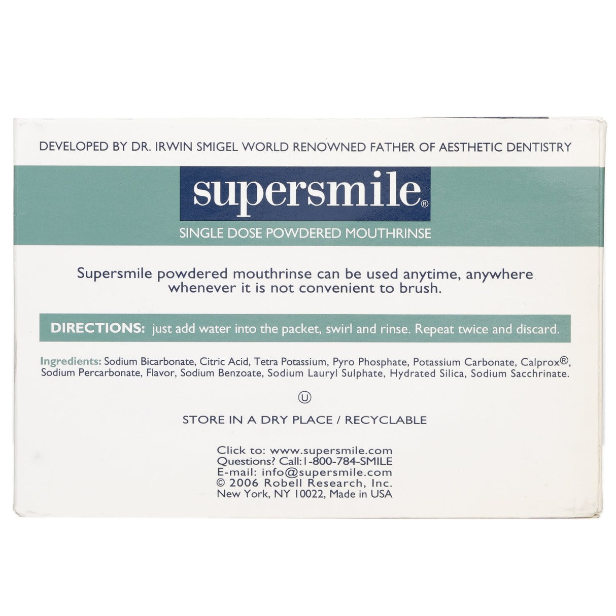 Supersmile Single Dose Powdered Mouthrinse (No Alcohol/Sugar) 60x1.7g/0.06oz