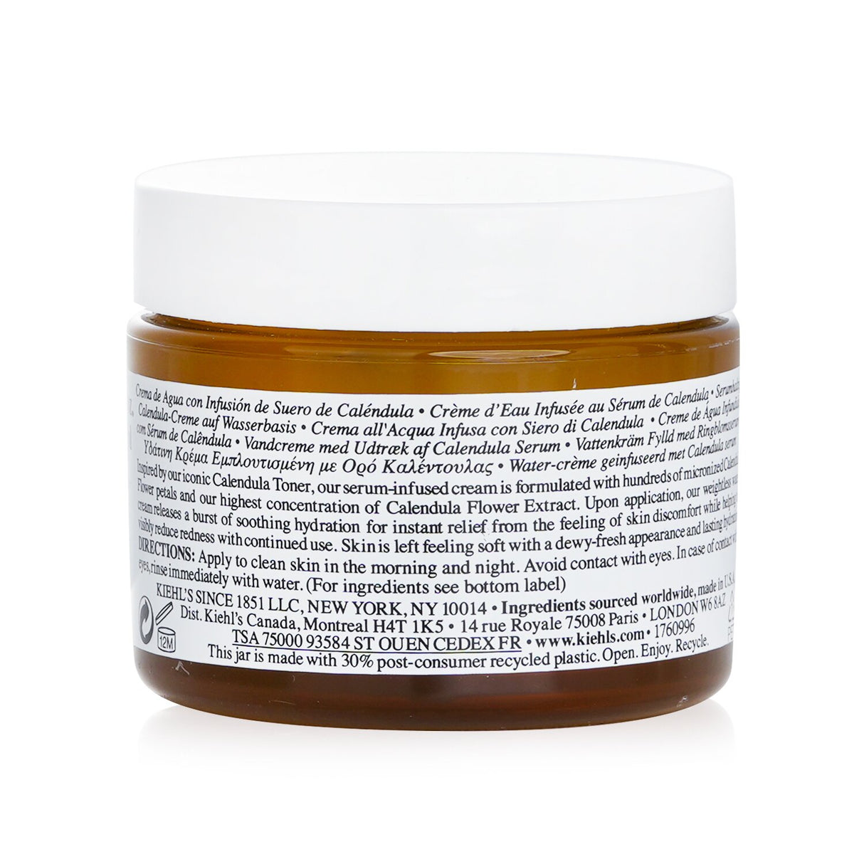 Lightweight Kiehl's Calendula Serum-Infused Water Cream with soothing micronized petals for hydrated, balanced skin.