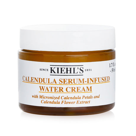Lightweight Kiehl's Calendula Serum-Infused Water Cream with Chamomile and micronized petals for hydration and skin comfort.